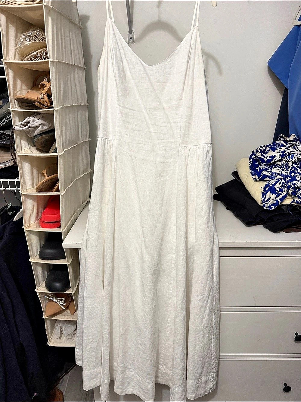 Aritzia Babaton Women's Midi white linen Dress Like New
